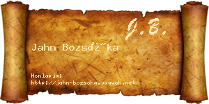 Jahn Bozsóka névjegykártya